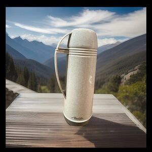 Aladdin Speckled Grey Thermos Hot or Cold with Cup Lid ( 1 Pint) Clean: 3 pieces